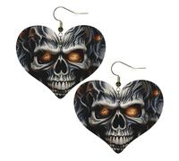 Boucles d'oreilles pendantes légères en cuir avec tête de mort pour femme, One Size, Pas de gemme