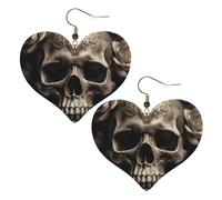 Boucles d'oreilles pendantes légères en cuir avec tête de mort rose pour femme, One Size, Pas de gemme