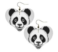 Boucles d'oreilles pendantes légères en cuir avec visage de panda anime pour femme, One Size, Pas de gemme