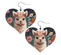 Boucles d'oreilles pendantes légères en cuir d'alpaga en forme de cœur pour femme