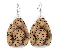 Boucles d'oreilles pendantes légères en cuir en forme de goutte pour femme, biscuits, aliments, pépites de chocolat, bijoux tendance, cadeaux pour femmes