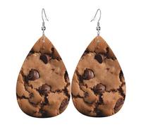 Boucles d'oreilles pendantes légères en cuir en forme de goutte pour femme, biscuits au chocolat, bijoux tendance, cadeaux pour femmes