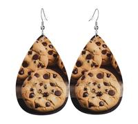 Boucles d'oreilles pendantes légères en cuir en forme de goutte pour femme, biscuits aux pépites de chocolat, bijoux tendance, cadeaux pour femmes