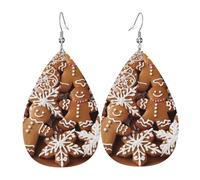 Boucles d'oreilles pendantes légères en cuir en forme de goutte pour femme, biscuits en pain d'épice, bijoux tendance, cadeaux pour femmes
