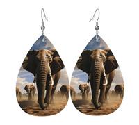 Boucles d'oreilles pendantes légères en cuir en forme de goutte pour femme, motif éléphant féroce, bijoux tendance, cadeaux pour femmes