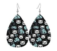 Boucles d'oreilles pendantes légères en cuir en forme de goutte pour femme, motif panda noir et blanc, cadeau tendance