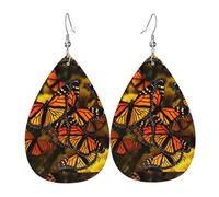 Boucles d'oreilles pendantes légères en cuir en forme de goutte pour femme, motif papillons monarques, bijoux tendance, cadeaux pour femmes