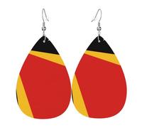 Boucles d'oreilles pendantes légères en cuir en forme de goutte pour femme, motif République démocratique du Timor-Leste