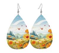 Boucles d'oreilles pendantes légères en cuir en forme de goutte pour femme, motif soleil, papillons, libellule, fleurs, bijoux tendance, cadeaux pour femmes