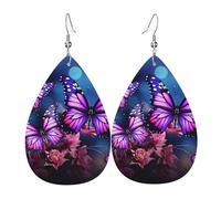 Boucles d'oreilles pendantes légères en cuir en forme de goutte pour femme, papillons violets, bijoux tendance, cadeaux pour femmes