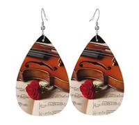 Boucles d'oreilles pendantes légères en cuir en forme de goutte pour femme, partition de violon, bijoux tendance, cadeaux pour femmes