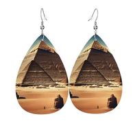 Boucles d'oreilles pendantes légères en cuir en forme de goutte pour femme, rêver des pyramides de Khufu
