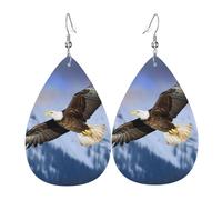 Boucles d'oreilles pendantes légères en cuir en forme de larme pour femme, aigle à tête blanche volant