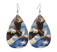 Boucles d'oreilles pendantes légères en cuir en forme de larme pour femme, avion au coucher du soleil