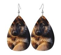 Boucles d'oreilles pendantes légères en cuir en forme de larme pour femme, chiot berger allemand, bijoux tendance, cadeaux pour femmes