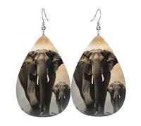 Boucles d'oreilles pendantes légères en cuir en forme de larme pour femme, éléphant dans le brouillard, bijoux tendance, cadeaux pour femmes