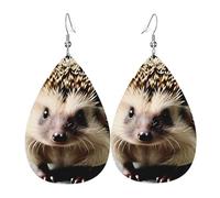Boucles d'oreilles pendantes légères en cuir en forme de larme pour femme, joli hérisson, bijoux tendance