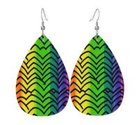Boucles d'oreilles pendantes légères en cuir en forme de larme pour femme, motif arc-en-ciel Gay Pride