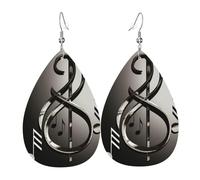 Boucles d'oreilles pendantes légères en cuir en forme de larme pour femme, symbole de musique 2, bijoux tendance, cadeaux pour femmes
