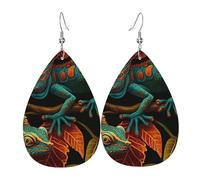 Boucles d'oreilles pendantes légères en cuir en forme de larme pour femmes - Lézards Lizard Art Coloré, Blanc