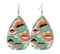 Boucles d'oreilles pendantes légères en cuir en forme de larme pour femmes - Lips Kiss Vintage, blanc