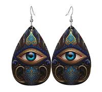 Boucles d'oreilles pendantes légères en cuir en forme de larme pour femmes - Ornements de main de Fatima Hamsa contre le mauvais œil, blanc