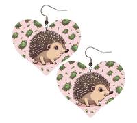 Boucles d'oreilles pendantes légères en cuir hérisson de dessin animé pour femme - En forme de cœur