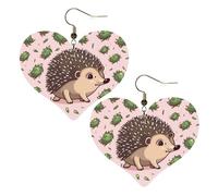 Boucles d'oreilles pendantes légères en cuir hérisson de dessin animé pour femme - En forme de cœur