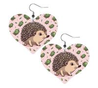 Boucles d'oreilles pendantes légères en cuir hérisson de dessin animé pour femme - En forme de cœur, One Size, Pas de gemme