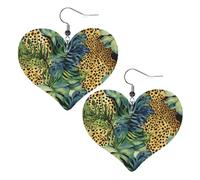 Boucles d'oreilles pendantes légères en cuir imprimé léopard pour femme, One Size, Pas de gemme