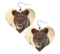 Boucles d'oreilles pendantes légères en cuir lion pour femme en forme de cœur