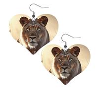 Boucles d'oreilles pendantes légères en cuir lion pour femme en forme de cœur