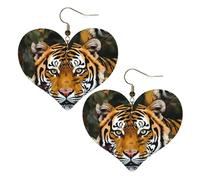 Boucles d'oreilles pendantes légères en cuir motif tigre camouflage pour femme, One Size, Pas de gemme