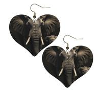 Boucles d'oreilles pendantes légères en cuir noir éléphant pour femme, One Size, Pas de gemme