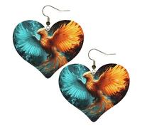 Boucles d'oreilles pendantes légères en cuir phénix de feu et d'eau pour femme en forme de cœur, One Size, Pas de gemme