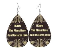Boucles d'oreilles pendantes légères en cuir pour femme, avec inscription « I Know The Plans Have You Declares Lord »