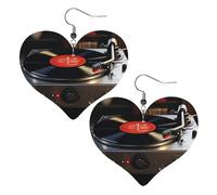 Boucles d'oreilles pendantes légères en cuir pour femme avec plateau tournant, One Size, Pas de gemme