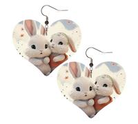 Boucles d'oreilles pendantes légères en cuir pour femme - En forme de cœur - Cadeau idéal