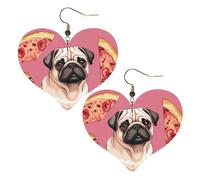 Boucles d'oreilles pendantes légères en cuir pour femme Motif carlin Pizza, taille unique, Cuir, Pas de gemme