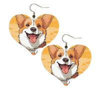 Boucles d'oreilles pendantes légères en cuir pour femme - Motif chien corgi, One Size, Pas de gemme