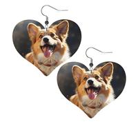 Boucles d'oreilles pendantes légères en cuir pour femme - Motif chien Corgi, One Size, Pas de gemme