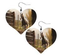 Boucles d'oreilles pendantes légères en cuir pour femme Motif clôture et cheval