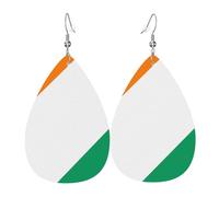 Boucles d'oreilles pendantes légères en cuir pour femme, motif drapeau de la Côte d'Ivoire