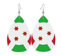 Boucles d'oreilles pendantes légères en cuir pour femme, motif drapeau du Burundi