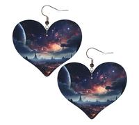 Boucles d'oreilles pendantes légères en cuir pour femme Motif étoiles de l'espace, One Size, Pas de pierre précieuse