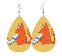 Boucles d'oreilles pendantes légères en cuir pour femme, motif graines de tournesol et renards