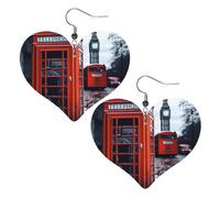 Boucles d'oreilles pendantes légères en cuir pour femme Motif téléphone de Londres rétro