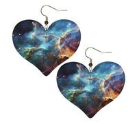 Boucles d'oreilles pendantes légères en cuir pour femme - Motif univers galaxie espace, One Size, Pas de pierre précieuse