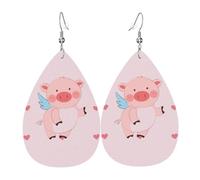 Boucles d'oreilles pendantes légères en forme de cochon volant - Cadeau de Noël et de Saint-Valentin