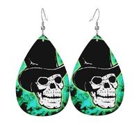 Boucles d'oreilles pendantes légères en forme de larme avec tête de mort hippie flamme, en cuir, bijoux cadeau pour femme